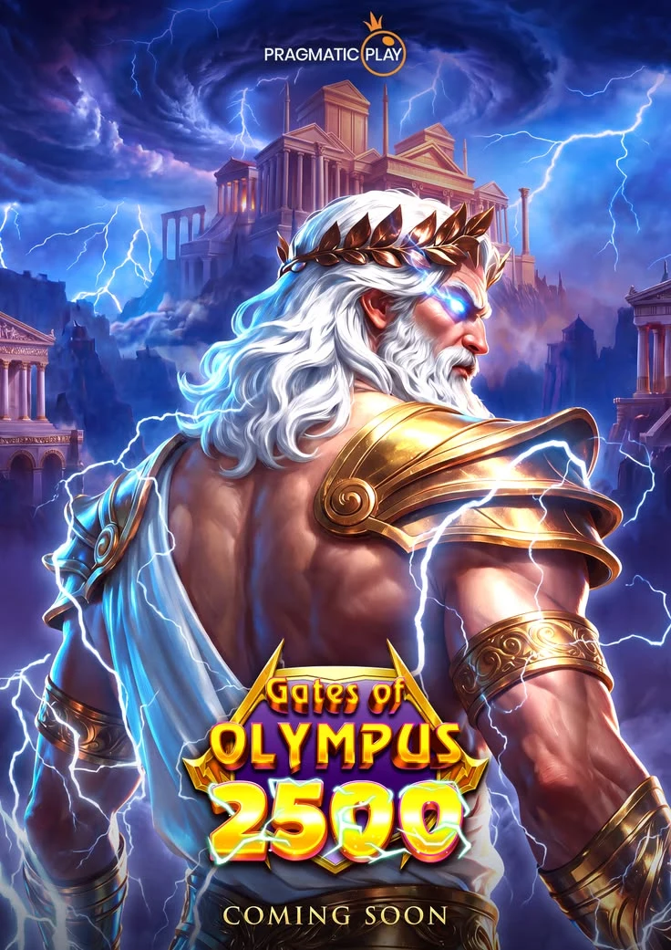 Zeus with lightning from the Gates of Olympus slot series